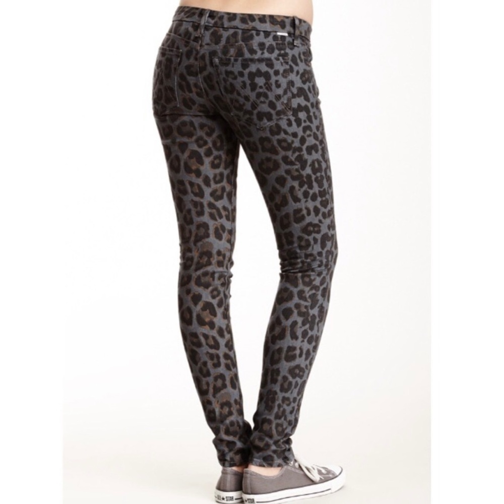 MOTHER Leopard Print Skinny Jeans - Black and Brown